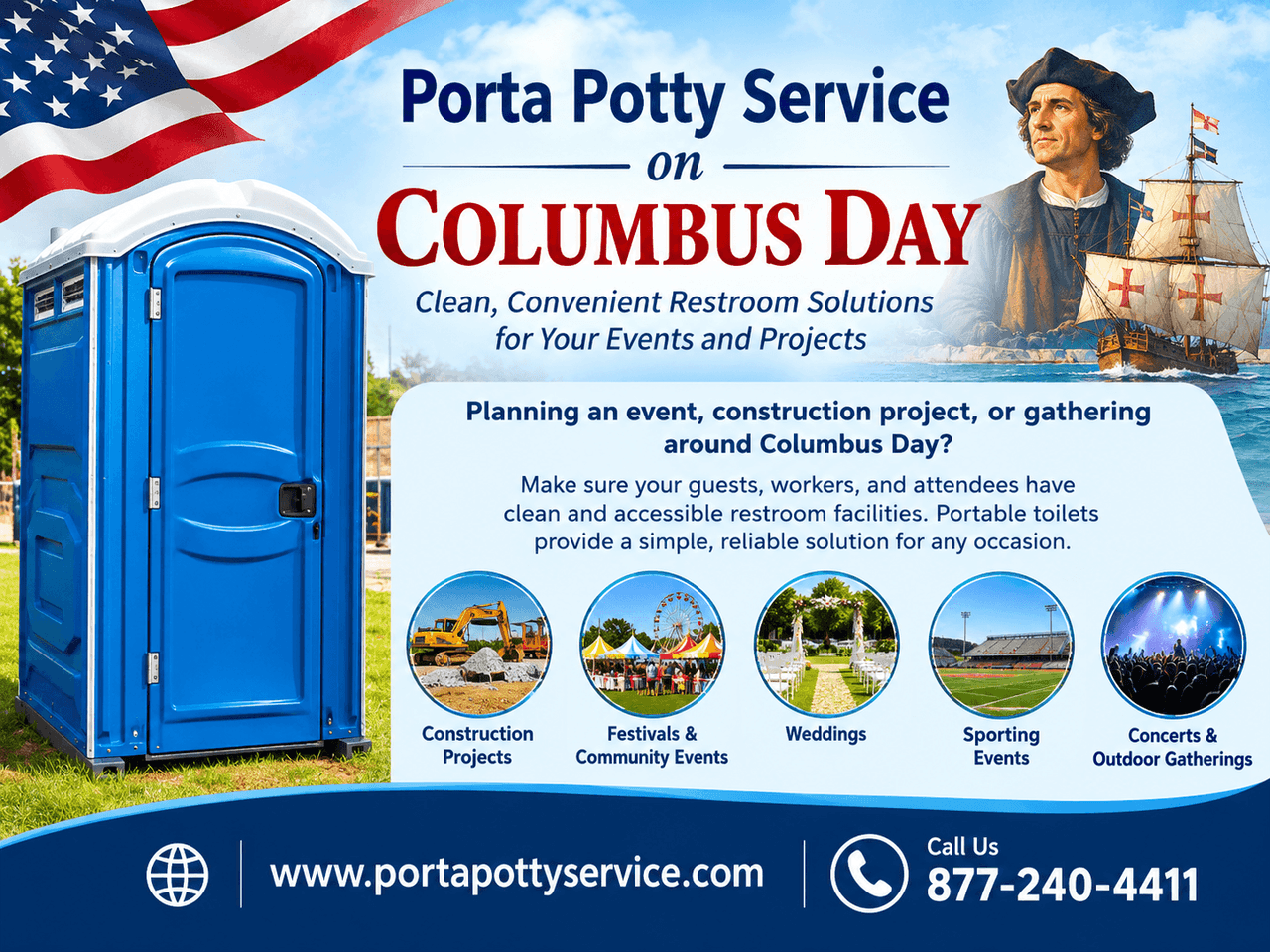 Columbus Day Porta Potty Service FAQs | Portable Toilets